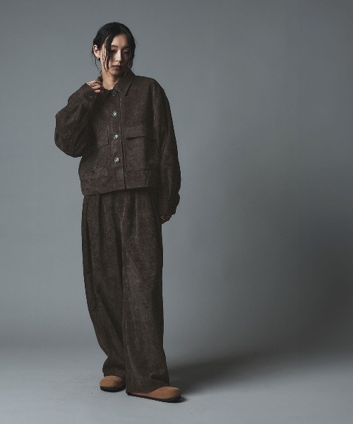 W:Huku（フーク）の「ソフトスウェード ルーズ ショート ブルゾン / Soft Suede Loose-Fit Short Blouson（ブルゾン・レディース・ブラック/アイボリー/ブラウン・FREE）」の17枚目の写真