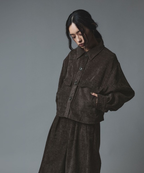 W:Huku（フーク）の「ソフトスウェード ルーズ ショート ブルゾン / Soft Suede Loose-Fit Short Blouson（ブルゾン・レディース・ブラック/アイボリー/ブラウン・FREE）」の18枚目の写真