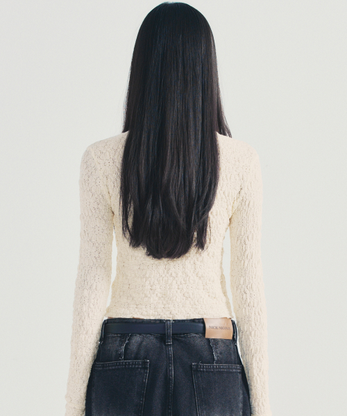 NICK&NICOLE（ニックアンドニコール）の「CRINKLE LACE CROP SLIM TOP_CREAM（Tシャツ/カットソー・レディース・その他・FREE）」の3枚目の写真