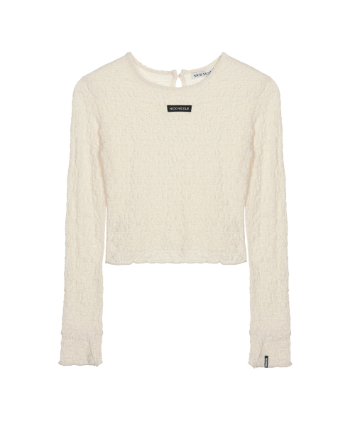 NICK&NICOLE（ニックアンドニコール）の「CRINKLE LACE CROP SLIM TOP_CREAM（Tシャツ/カットソー・レディース・その他・FREE）」の4枚目の写真