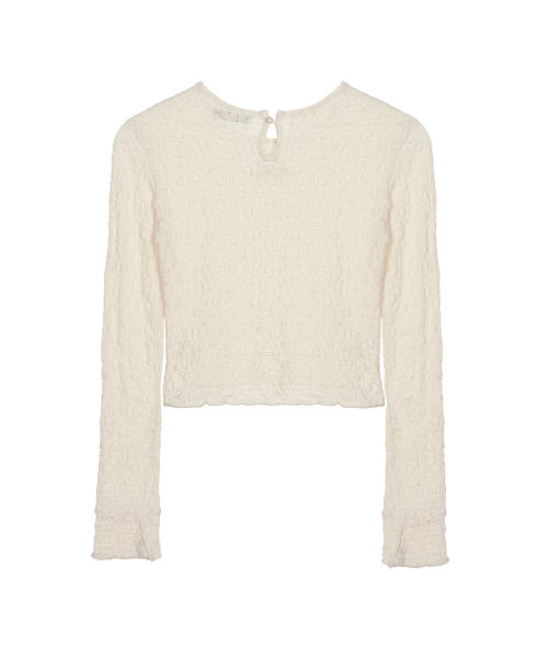 NICK&NICOLE（ニックアンドニコール）の「CRINKLE LACE CROP SLIM TOP_CREAM（Tシャツ/カットソー・レディース・その他・FREE）」の5枚目の写真