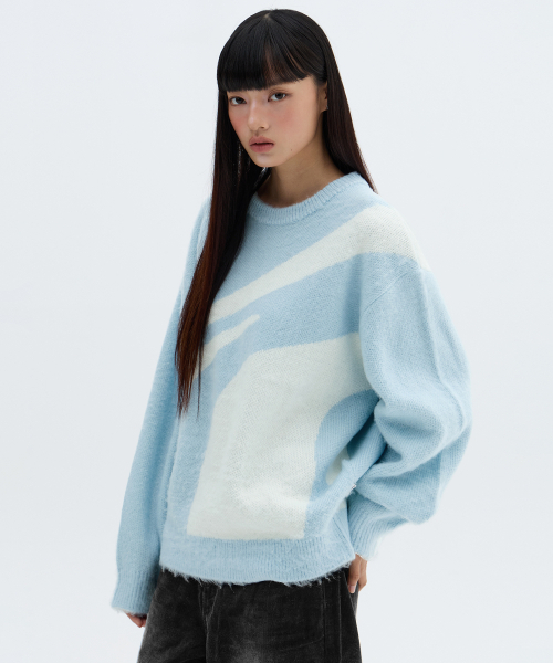 F.ILLUMINATE(フィルミネイト)の「シンボルジャガードラウンドニット-スカイブルー(ニット/セーター・メンズ・その他・SMALL/MEDIUM/LARGE)」の3枚目の写真