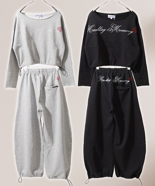 #MEMORY（メモリー）の「【MEMORY】［セットアップ可能］レタリングハート ワンショルダー スウェット / Lettering Heart One-Shoulder Sweatshirt（スウェット・レディース・グレー/ブラック・FREE）」の5枚目の写真