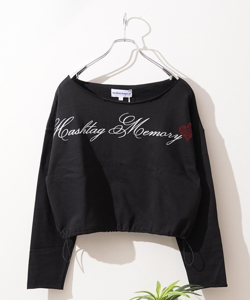 #MEMORY（メモリー）の「【MEMORY】［セットアップ可能］レタリングハート ワンショルダー スウェット / Lettering Heart One-Shoulder Sweatshirt（スウェット・レディース・グレー/ブラック・FREE）」の7枚目の写真