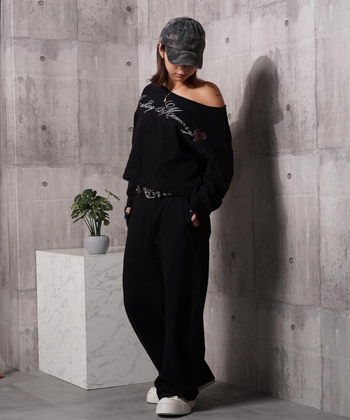 #MEMORY（メモリー）の「【MEMORY】［セットアップ可能］レタリングハート ワンショルダー スウェット / Lettering Heart One-Shoulder Sweatshirt（スウェット・レディース・グレー/ブラック・FREE）」の11枚目の写真
