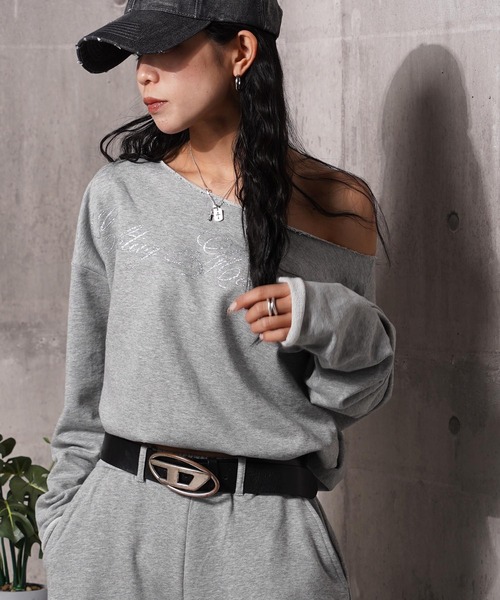 #MEMORY（メモリー）の「【MEMORY】［セットアップ可能］レタリングハート ワンショルダー スウェット / Lettering Heart One-Shoulder Sweatshirt（スウェット・レディース・グレー/ブラック・FREE）」の15枚目の写真