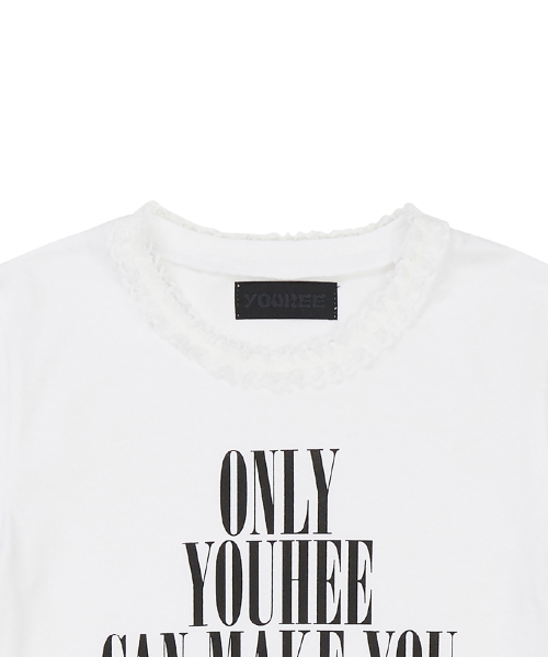YOUHEE（ユヒ）の「LACE LETTERING BABY T-SHIRTS WHITE（Tシャツ/カットソー・レディース・その他・FREE）」の4枚目の写真