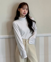 【着用動画あり・3色展開】ドットハイネックTシャツ