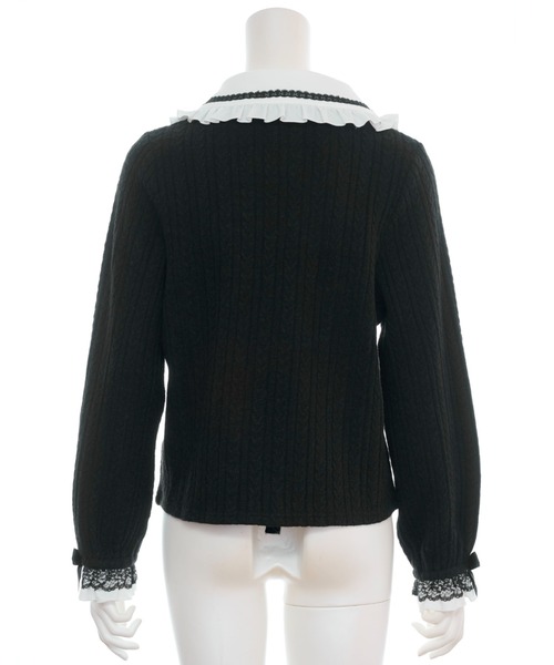 Secret Honey（シークレットハニー）の「ネクタイ付ヨークドッキングトップス（Tシャツ/カットソー・レディース・オフホワイト/ブラック・FREE）」の3枚目の写真