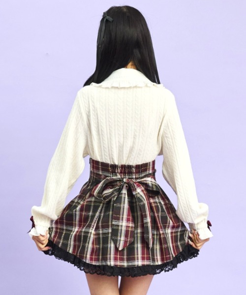 Secret Honey（シークレットハニー）の「ネクタイ付ヨークドッキングトップス（Tシャツ/カットソー・レディース・オフホワイト/ブラック・FREE）」の6枚目の写真