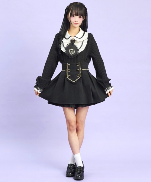 Secret Honey（シークレットハニー）の「ネクタイ付ヨークドッキングトップス（Tシャツ/カットソー・レディース・オフホワイト/ブラック・FREE）」の7枚目の写真