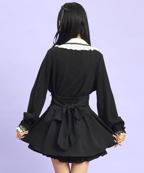 Secret Honey（シークレットハニー）の「ネクタイ付ヨークドッキングトップス（Tシャツ/カットソー・レディース・オフホワイト/ブラック・FREE）」の9枚目の写真