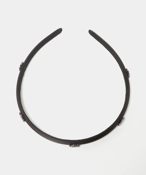 UNITED ARROWS（ユナイテッドアローズ）の「ビジュー×サテン ヘッドバンド（ヘアバンド・レディース・ブラック・FREE）」の2枚目の写真