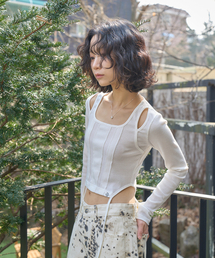THE GREEN LAB（ザグリーンラボ）の「Layered Golji Crop Tee [Ivory]（Tシャツ/カットソー）」