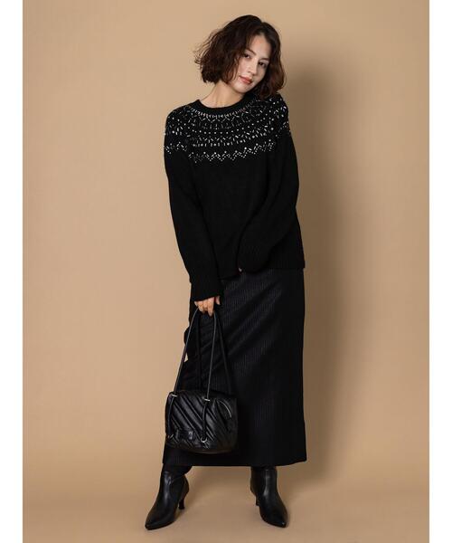 Te chichi CLASSIC（テチチクラシック）の「ブライトストライプナロースカート《2025winter catalog item》（スカート・レディース・ブラック/ベージュ・F）」の17枚目の写真