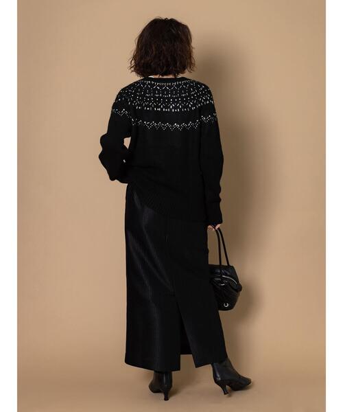 Te chichi CLASSIC（テチチクラシック）の「ブライトストライプナロースカート《2025winter catalog item》（スカート・レディース・ブラック/ベージュ・F）」の19枚目の写真