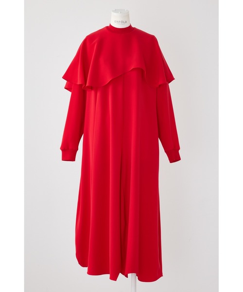 ENFOLD（エンフォルド）の「PEツイル Capeドレス（ワンピース・レディース・ブラック/レッド・38/36）」の2枚目の写真