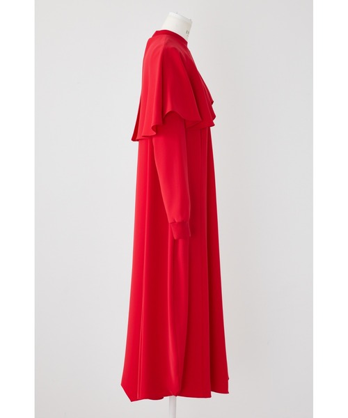 ENFOLD（エンフォルド）の「PEツイル Capeドレス（ワンピース・レディース・ブラック/レッド・38/36）」の8枚目の写真