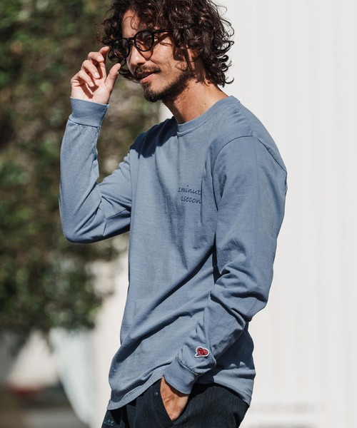 1minute 1second（ワンミニットワンセカンド）の「mlt5503-cursive embroidery pigment long sleeve cut&sewn ロングスリーブTシャツ(1M26H330)（Tシャツ/カットソー・メンズ・ブラック/ネイビー/ホワイト・XL/L/M/S）」の5枚目の写真