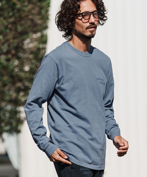 1minute 1second（ワンミニットワンセカンド）の「mlt5503-cursive embroidery pigment long sleeve cut&sewn ロングスリーブTシャツ(1M26H330)（Tシャツ/カットソー・メンズ・ブラック/ネイビー/ホワイト・XL/L/M/S）」の6枚目の写真