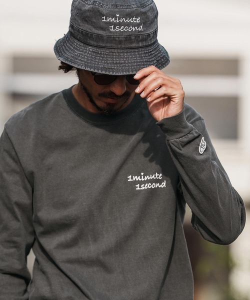 1minute 1second（ワンミニットワンセカンド）の「mlt5503-cursive embroidery pigment long sleeve cut&sewn ロングスリーブTシャツ(1M26H330)（Tシャツ/カットソー・メンズ・ブラック/ネイビー/ホワイト・XL/L/M/S）」の9枚目の写真