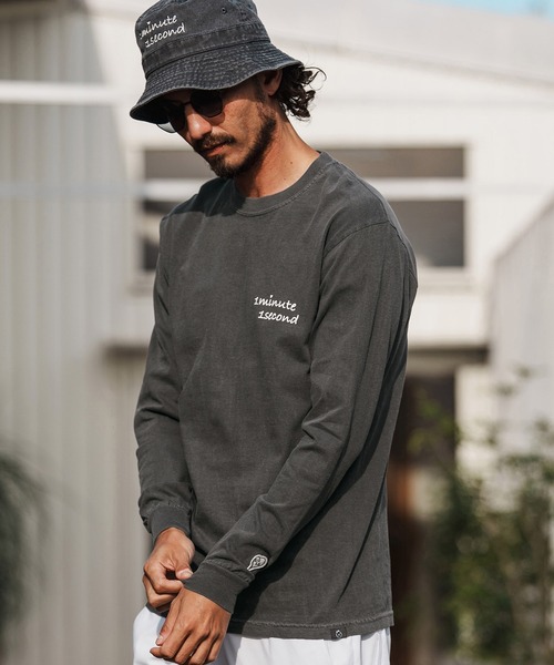 1minute 1second（ワンミニットワンセカンド）の「mlt5503-cursive embroidery pigment long sleeve cut&sewn ロングスリーブTシャツ(1M26H330)（Tシャツ/カットソー・メンズ・ブラック/ネイビー/ホワイト・XL/L/M/S）」の10枚目の写真