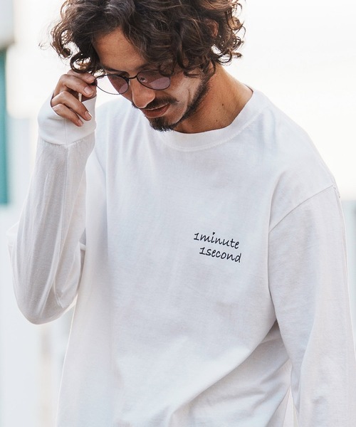 1minute 1second（ワンミニットワンセカンド）の「mlt5503-cursive embroidery pigment long sleeve cut&sewn ロングスリーブTシャツ(1M26H330)（Tシャツ/カットソー・メンズ・ブラック/ネイビー/ホワイト・XL/L/M/S）」の14枚目の写真