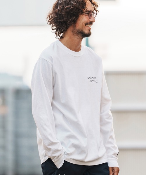 1minute 1second（ワンミニットワンセカンド）の「mlt5503-cursive embroidery pigment long sleeve cut&sewn ロングスリーブTシャツ(1M26H330)（Tシャツ/カットソー・メンズ・ブラック/ネイビー/ホワイト・XL/L/M/S）」の16枚目の写真