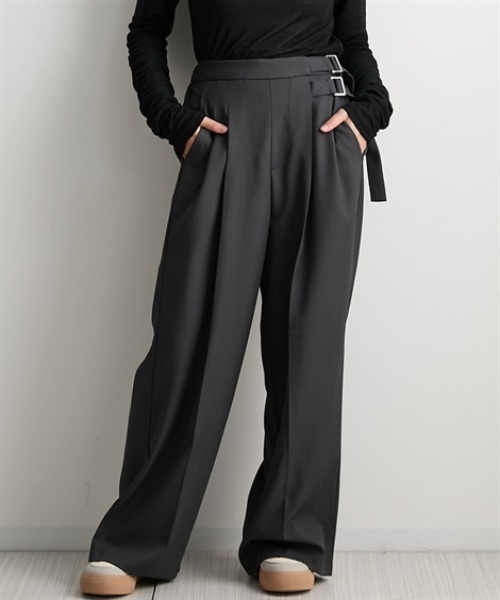 Soiunique（スワユニーク）の「ウーリッシュ素材ダブルベルトストレートパンツ　［Soiunique］（その他パンツ・レディース・チャコール/ブラック・LL/L/M）」の13枚目の写真