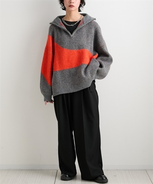 Soiunique（スワユニーク）の「ウーリッシュ素材ダブルベルトストレートパンツ　［Soiunique］（その他パンツ・レディース・チャコール/ブラック・LL/L/M）」の4枚目の写真