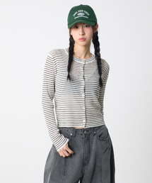 UNKNOWN PLANET（アンノウンプラネット）の「ベーシックストライプニットカーディガンホワイト（カーディガン/ボレロ）」