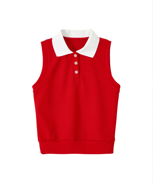 SALON DE YOHN（サロンドヨーン）の「Collar Sleeveless Top_ Red（ポロシャツ・レディース・その他・SMALL/MEDIUM）」の4枚目の写真
