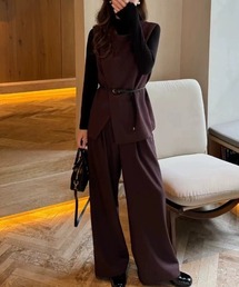 FAVORITO（ファヴォリート）の「ベルト付きベストトップスワイドパンツセットアップ（セットアップ）」