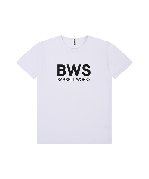 BARBELLWORKS（バーベルワークス）の「ビッグロゴ高ストレッチマッスルフィット（Tシャツ/カットソー・メンズ・ホワイト/ブラック・X-LARGE/LARGE）」の2枚目の写真