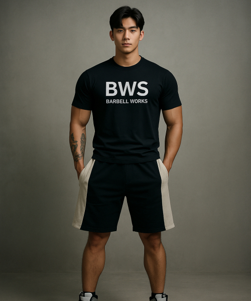 BARBELLWORKS（バーベルワークス）の「ビッグロゴ高ストレッチマッスルフィット（Tシャツ/カットソー・メンズ・ホワイト/ブラック・X-LARGE/LARGE）」の3枚目の写真