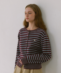 YUPPE（ヨッペ）の「ツーストライプカーディガン_バーガンディ（カーディガン/ボレロ）」