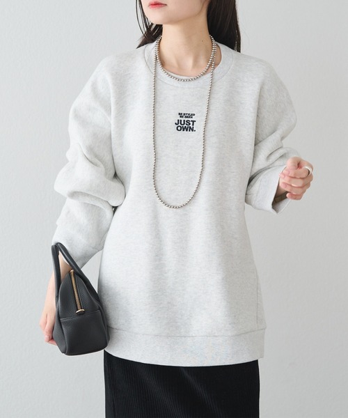 PUAL CE CIN（ピュアルセシン）の「裏ボア刺繍スウェット（スウェット・レディース・オートミール/ブルー/グレー・FREE）」の3枚目の写真