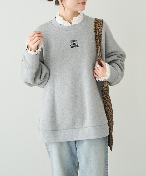 PUAL CE CIN（ピュアルセシン）の「裏ボア刺繍スウェット（スウェット・レディース・オートミール/ブルー/グレー・FREE）」の2枚目の写真