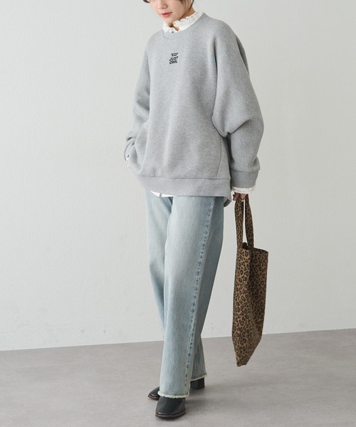PUAL CE CIN（ピュアルセシン）の「裏ボア刺繍スウェット（スウェット・レディース・オートミール/ブルー/グレー・FREE）」の16枚目の写真