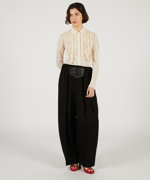 PRANK PROJECT（プランクプロジェクト）の「【2026Spring Pre-Order】ハイウエストベルトタックパンツ / High-Waist Belted Tuck Pants（スラックス・レディース・ブラック/アイボリー/カーキ・34/36/38）」の6枚目の写真