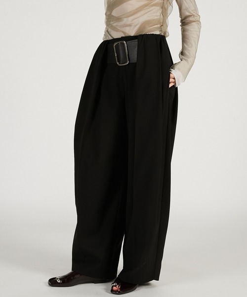 PRANK PROJECT（プランクプロジェクト）の「【2026Spring Pre-Order】ハイウエストベルトタックパンツ / High-Waist Belted Tuck Pants（スラックス・レディース・ブラック/アイボリー/カーキ・34/36/38）」の12枚目の写真