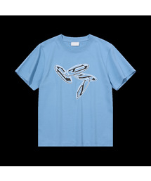 シームプリントクロップTシャツブルー
