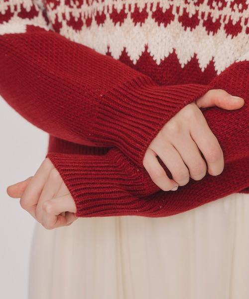 REDYAZEL（レディアゼル）の「ビジューノルディックデザインニットプルオーバー（ニット/セーター・レディース・レッド/ホワイト/ブルー・FREE）」の19枚目の写真