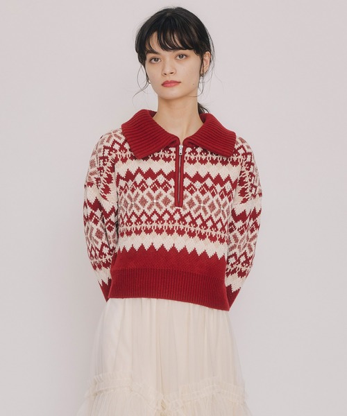 REDYAZEL（レディアゼル）の「ビジューノルディックデザインニットプルオーバー（ニット/セーター・レディース・レッド/ホワイト/ブルー・FREE）」の12枚目の写真