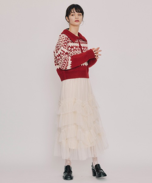 REDYAZEL（レディアゼル）の「ビジューノルディックデザインニットプルオーバー（ニット/セーター・レディース・レッド/ホワイト/ブルー・FREE）」の13枚目の写真