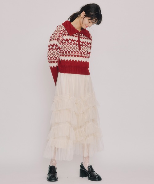 REDYAZEL（レディアゼル）の「ビジューノルディックデザインニットプルオーバー（ニット/セーター・レディース・レッド/ホワイト/ブルー・FREE）」の14枚目の写真