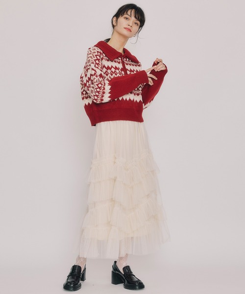 REDYAZEL（レディアゼル）の「ビジューノルディックデザインニットプルオーバー（ニット/セーター・レディース・レッド/ホワイト/ブルー・FREE）」の15枚目の写真