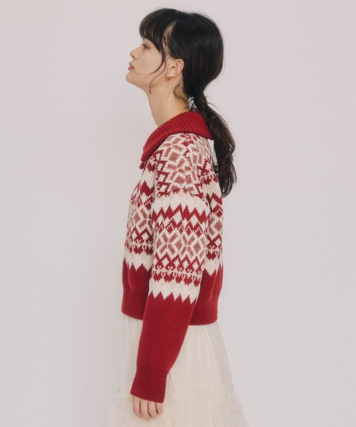 REDYAZEL（レディアゼル）の「ビジューノルディックデザインニットプルオーバー（ニット/セーター・レディース・レッド/ホワイト/ブルー・FREE）」の16枚目の写真