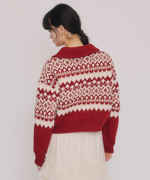 REDYAZEL（レディアゼル）の「ビジューノルディックデザインニットプルオーバー（ニット/セーター・レディース・レッド/ホワイト/ブルー・FREE）」の17枚目の写真