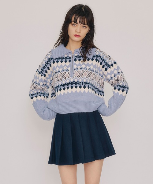 REDYAZEL（レディアゼル）の「ビジューノルディックデザインニットプルオーバー（ニット/セーター・レディース・レッド/ホワイト/ブルー・FREE）」の5枚目の写真